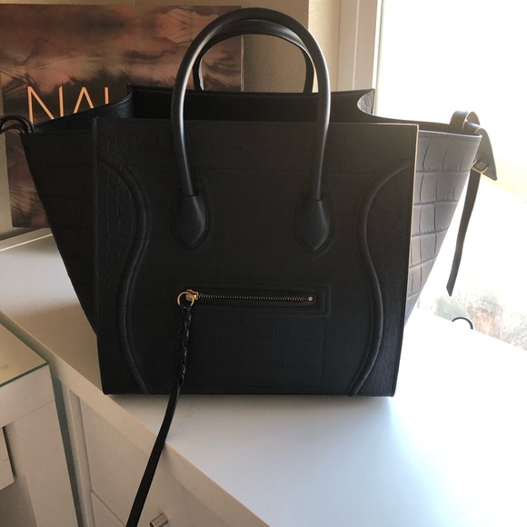 Celine Handbags - !!SOLD!! CELINE Navy Croc Embossed Phantom